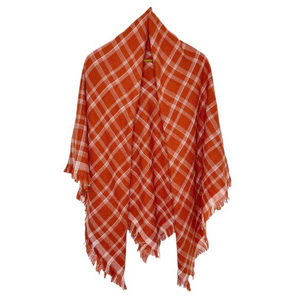 Madewell Blanket Scarf Plaid Rust NWOT - Picture 2 of 6